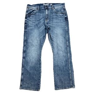 Wrangler Retro Slim Boot Men’s Jeans 35 x 32 Whiskered Western Cowboy Denim Blue
